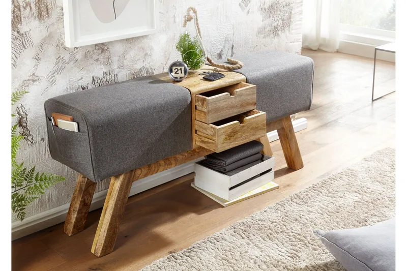 Tultered Sittebenk 120 cm - Brun - Møbler - Stoler & lenestoler - Benk - Entrebenk - Entrebenk med oppbevaring