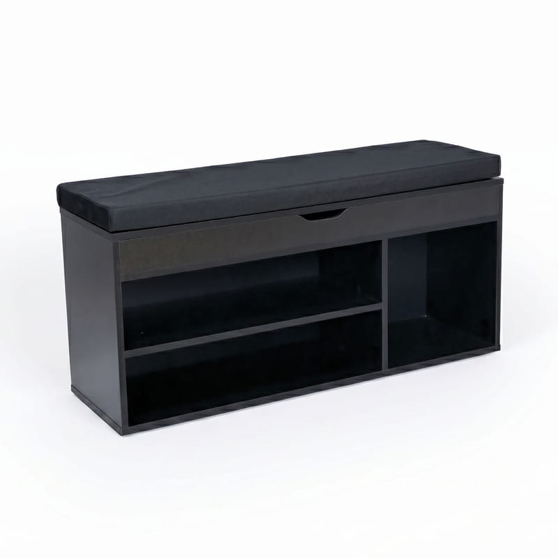 Ulvena skobenk med sittepute 104x51x32 cm - svart - Møbler - Stoler & lenestoler - Benk - Skohylle med benk