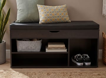 Ulvena skobenk med sittepute 104x51x32 cm - svart - Møbler - Stoler & lenestoler - Benk - Skohylle med benk