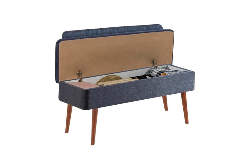 Valsot Benker 110 cm - Valnøtt/Mørkeblå - Møbler - Stoler & lenestoler - Benk - Entrebenk