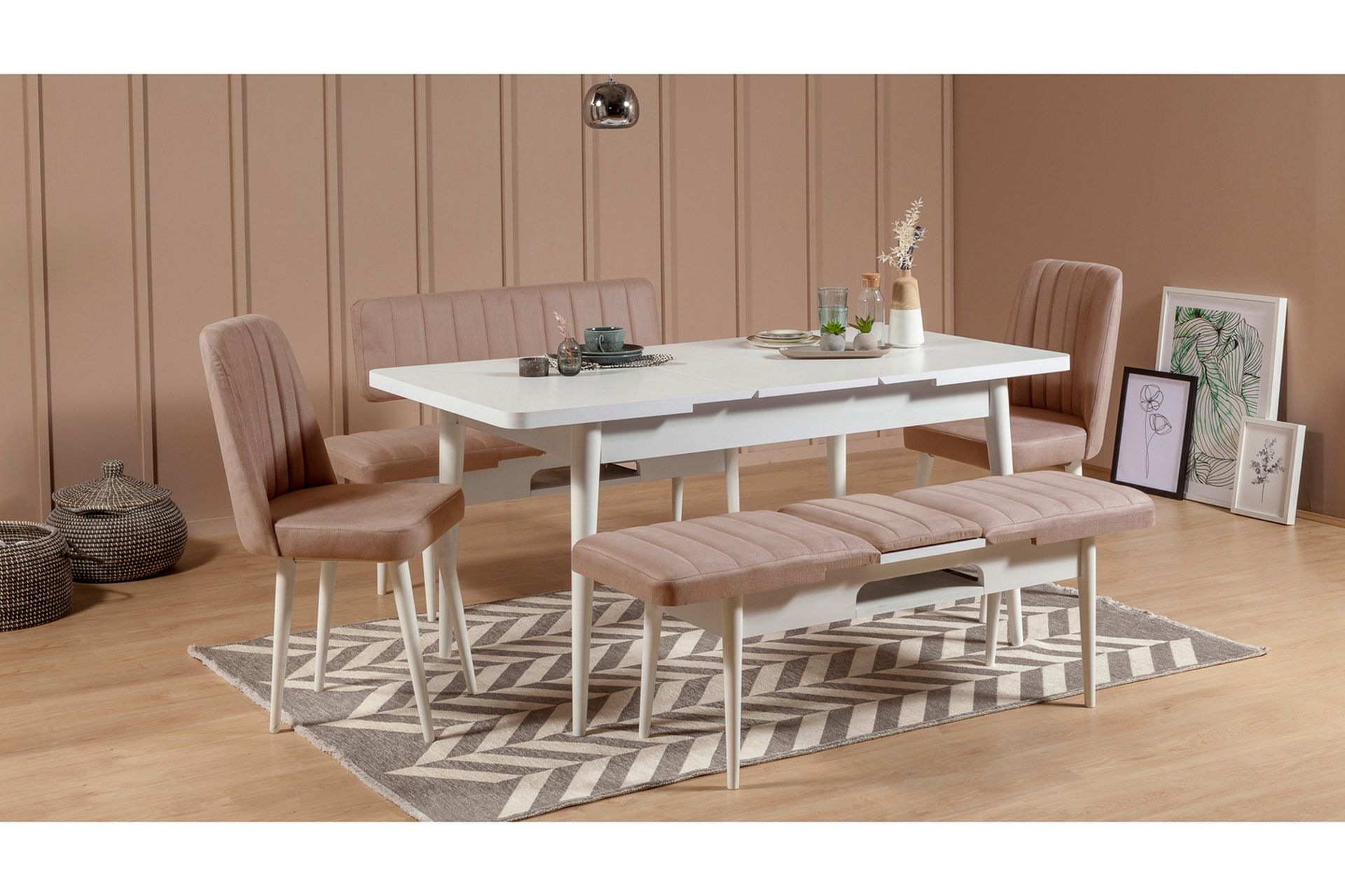 Valsot Sittebenk 110 cm - Hvit/Brun - Møbler - Stoler & lenestoler - Benk - Entrebenk