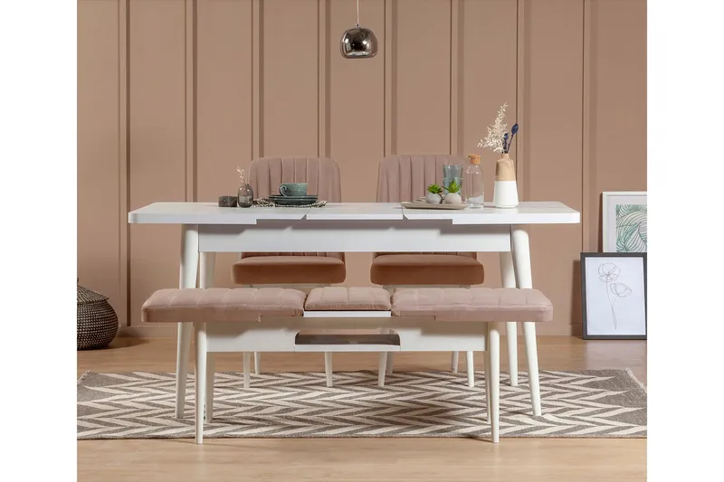 Valsot Sittebenk 110 cm - Hvit/Brun - Møbler - Stoler & lenestoler - Benk - Entrebenk