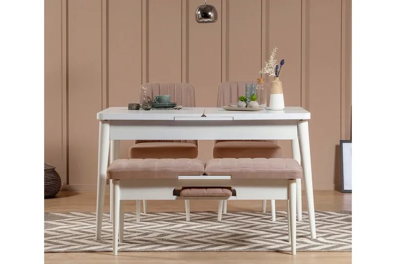 Valsot Sittebenk 110 cm - Hvit/Brun - Møbler - Stoler & lenestoler - Benk - Entrebenk