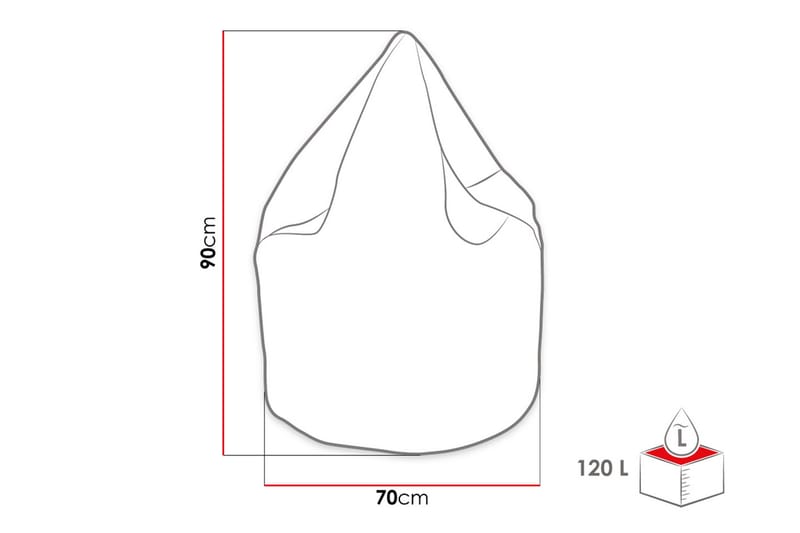 Buzzie Saccosekk 70 cm - Grå - Møbler - Stoler & lenestoler - Sittesekk & sakkosekk