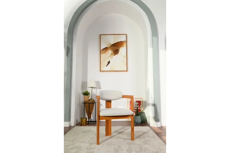 Cheri Lenestol - Krem/Eik - Møbler - Stoler & lenestoler - Spisestuestoler & kjøkkenstoler