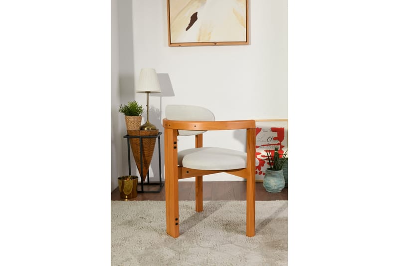 Cheri Lenestol - Krem/Eik - Møbler - Stoler & lenestoler - Spisestuestoler & kjøkkenstoler