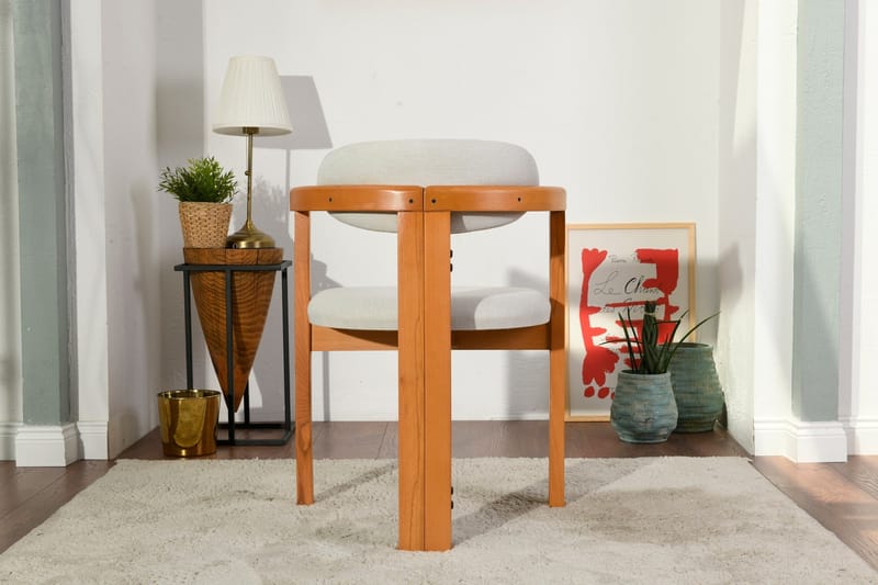 Cheri Lenestol - Krem/Eik - Møbler - Stoler & lenestoler - Spisestuestoler & kjøkkenstoler