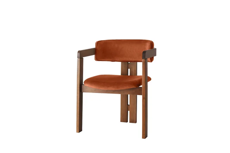 Dellon Lenestol - Valnøtt/Rød - Møbler - Stoler & lenestoler - Spisestuestoler & kjøkkenstoler