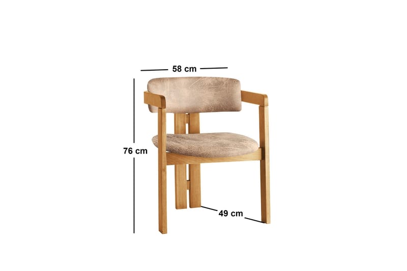 Dylana Lenestol - Eik/Beige - Møbler - Stoler & lenestoler - Spisestuestoler & kjøkkenstoler