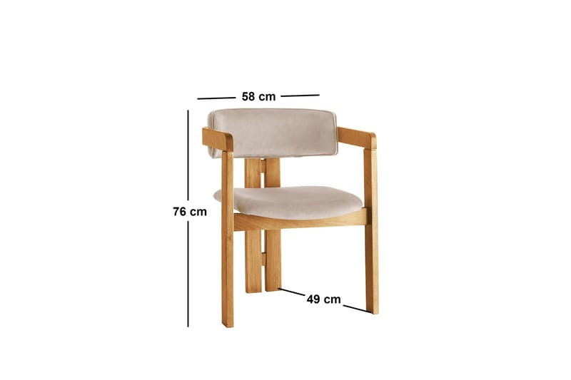 Dylana Lenestol - Eik/Beige - Møbler - Stoler & lenestoler - Spisestuestoler & kjøkkenstoler