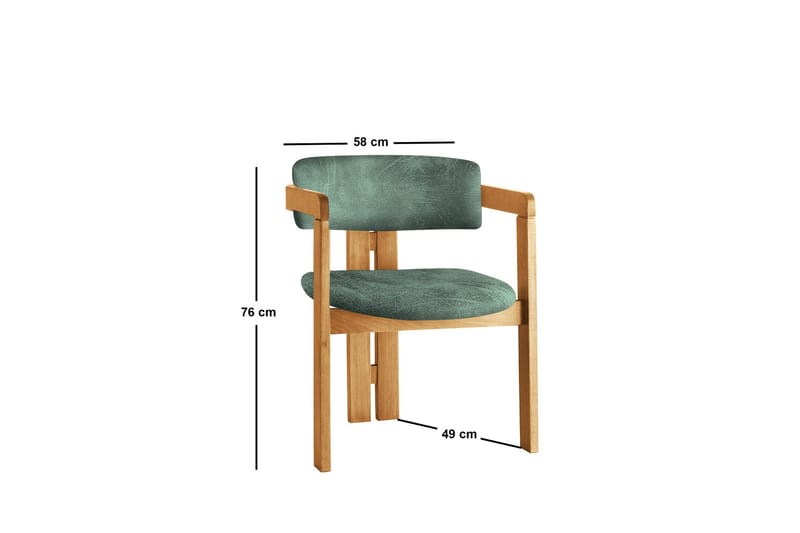 Dylana Lenestol - Eik/Grønn - Møbler - Stoler & lenestoler - Spisestuestoler & kjøkkenstoler