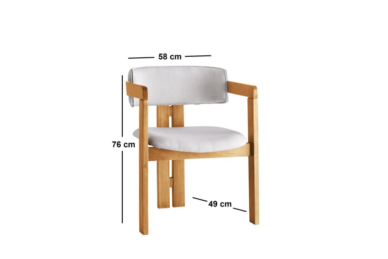 Dylana Lenestol - Krem/Eik - Møbler - Stoler & lenestoler - Spisestuestoler & kjøkkenstoler