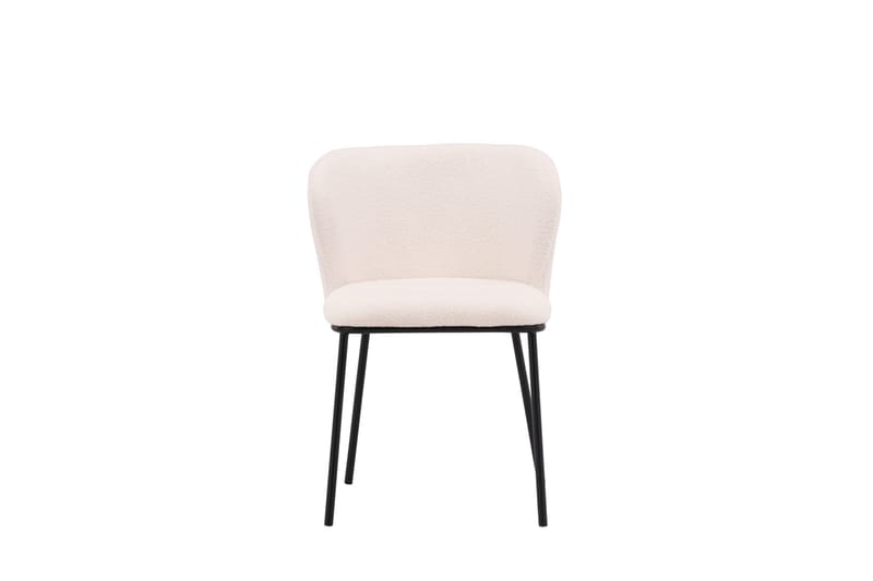 Edina Spisestol i Bouclé med Metallben, Offwhite