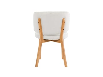 Eira Spisestol og Kjøkkenstol i Tre med Eikeutseende med Avrundet Rygg og Stoffsete - Beige - Møbler - Stoler & lenestoler - Spisestuestoler & kjøkkenstoler