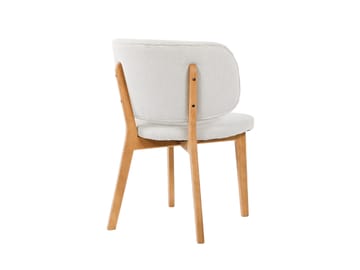 Eira Spisestol og Kjøkkenstol i Tre med Eikeutseende med Avrundet Rygg og Stoffsete - Beige - Møbler - Stoler & lenestoler - Spisestuestoler & kjøkkenstoler
