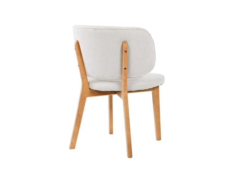 Eira Spisestol og Kjøkkenstol i Tre med Eikeutseende med Avrundet Rygg og Stoffsete - Beige - Møbler - Stoler & lenestoler - Spisestuestoler & kjøkkenstoler