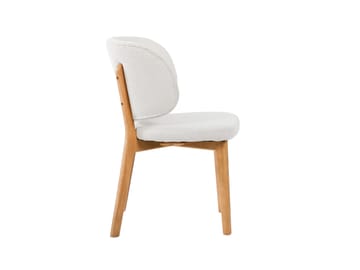 Eira Spisestol og Kjøkkenstol i Tre med Eikeutseende med Avrundet Rygg og Stoffsete - Beige - Møbler - Stoler & lenestoler - Spisestuestoler & kjøkkenstoler