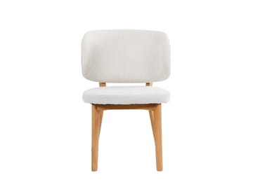 Eira Spisestol og Kjøkkenstol i Tre med Eikeutseende med Avrundet Rygg og Stoffsete - Beige - Møbler - Stoler & lenestoler - Spisestuestoler & kjøkkenstoler
