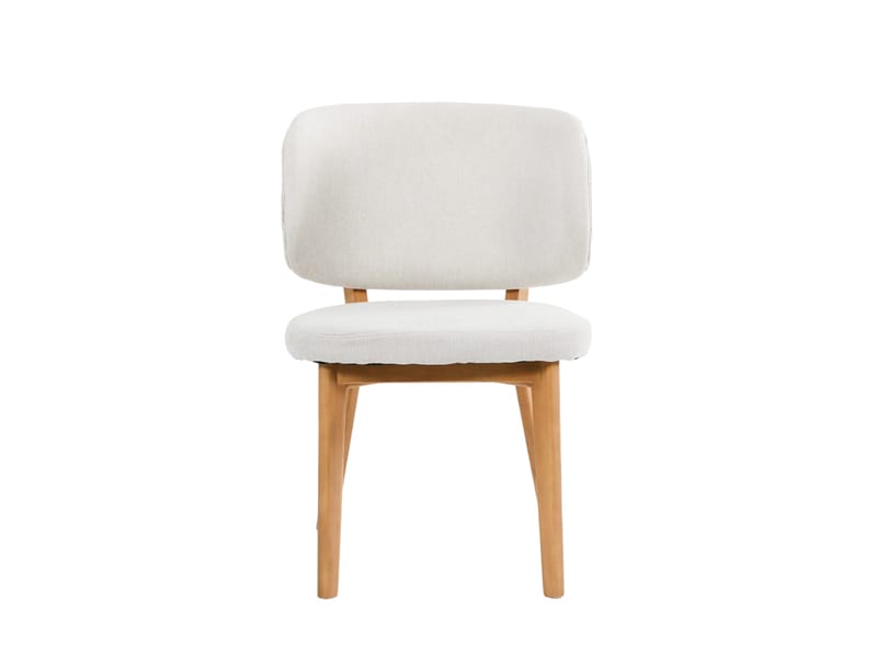 Eira Spisestol og Kjøkkenstol i Tre med Eikeutseende med Avrundet Rygg og Stoffsete - Beige - Møbler - Stoler & lenestoler - Spisestuestoler & kjøkkenstoler