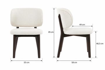 Eira Spisestol og Kjøkkenstol i Tre med Røkt Eikeutseende med Rundet Rygg og Tygsete - Beige - Møbler - Stoler & lenestoler - Spisestuestoler & kjøkkenstoler