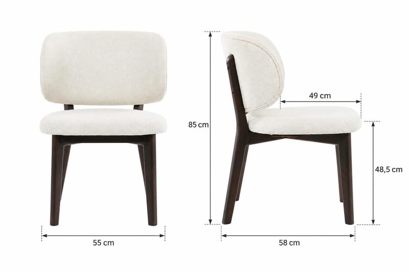 Eira Spisestol og Kjøkkenstol i Tre med Røkt Eikeutseende med Rundet Rygg og Tygsete - Beige - Møbler - Stoler & lenestoler - Spisestuestoler & kjøkkenstoler