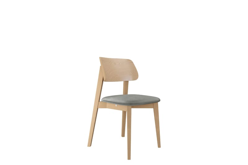 Ferrara Spisestol i Tre med Stoffdetaljer, Grå|Beige