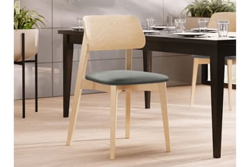 Ferrara Spisestol i Tre med Stoffdetaljer - Grå|Beige - Møbler - Stoler & lenestoler - Spisestuestoler & kjøkkenstoler