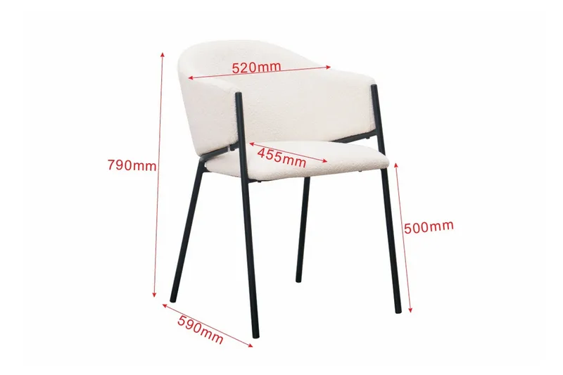 Filip Spisestol - Hvit Bouclé - Møbler - Stoler & lenestoler - Spisestuestoler & kjøkkenstoler