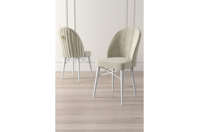 Finian Spisestol i Stoff med Metallben - Lys Beige - Møbler - Stoler & lenestoler - Spisestuestoler & kjøkkenstoler