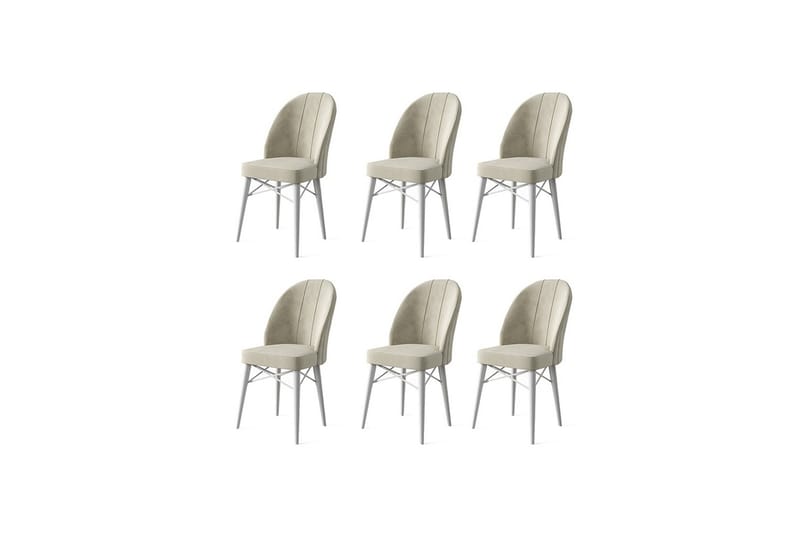 Finian Spisestol i Stoff med Metallben, Lys Beige