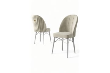 Finian Spisestol i Stoff med Metallben - Lys Beige - Møbler - Stoler & lenestoler - Spisestuestoler & kjøkkenstoler