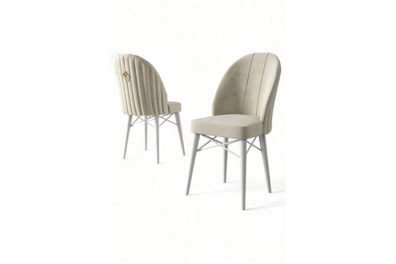Finian Spisestol i Stoff med Metallben - Lys Beige - Møbler - Stoler & lenestoler - Spisestuestoler & kjøkkenstoler