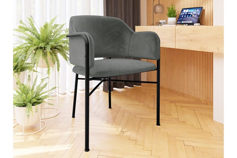 Floden Armlenestol - Grå/Svart - Møbler - Stoler & lenestoler - Spisestuestoler & kjøkkenstoler