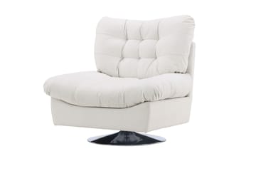 Florens Moderne Oval Lenestol i Stoff med Metallunderstell - Offwhite - Møbler - Stoler & lenestoler - Lenestoler