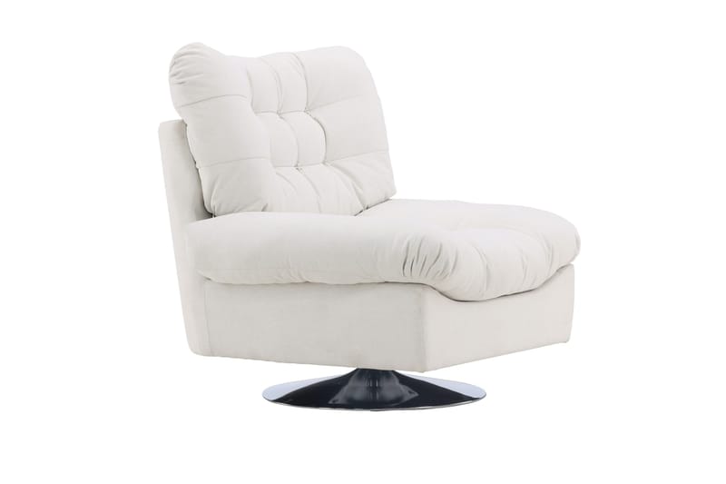Florens Moderne Oval Lenestol i Stoff med Metallunderstell - Offwhite - Møbler - Stoler & lenestoler - Lenestoler