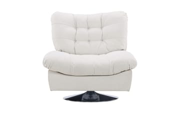 Florens Moderne Oval Lenestol i Stoff med Metallunderstell - Offwhite - Møbler - Stoler & lenestoler - Lenestoler