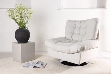 Florens Moderne Oval Lenestol i Stoff med Metallunderstell - Offwhite - Møbler - Stoler & lenestoler - Lenestoler