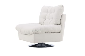 Florens Moderne Oval Lenestol i Stoff med Metallunderstell - Offwhite - Møbler - Stoler & lenestoler - Lenestoler
