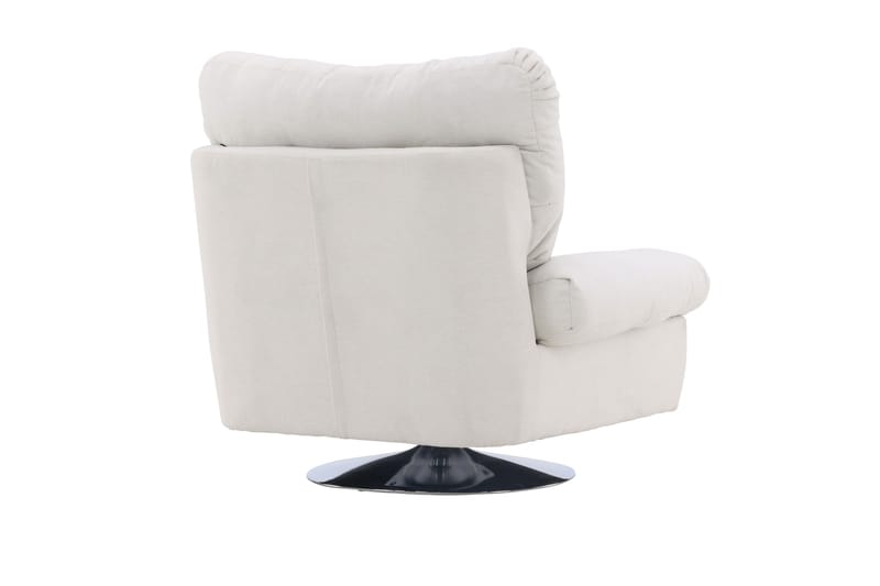 Florens Moderne Oval Lenestol i Stoff med Metallunderstell - Offwhite - Møbler - Stoler & lenestoler - Lenestoler