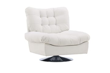 Florens Moderne Oval Lenestol i Stoff med Metallunderstell - Offwhite - Møbler - Stoler & lenestoler - Lenestoler