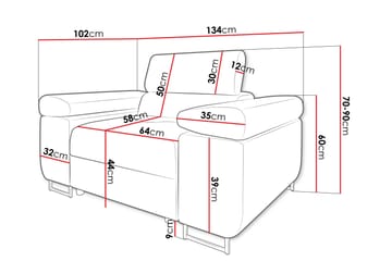 Gabina Moderne Lenestol i Stoff med Metallben - Hvit - Møbler - Stoler & lenestoler - Lenestoler
