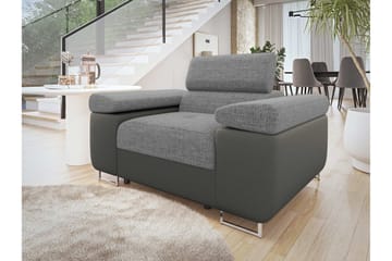 Gabina Moderne Lenestol i Stoff med Understell i Kunstlær - Beige|Grå - Møbler - Stoler & lenestoler - Lenestoler - Lenestol skinn