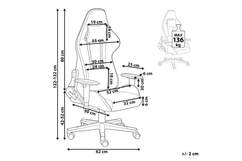 Gamingstol Warrior Grå/svart - Grå/svart - Møbler - Stoler & lenestoler - Kontorstol & skrivebordsstol