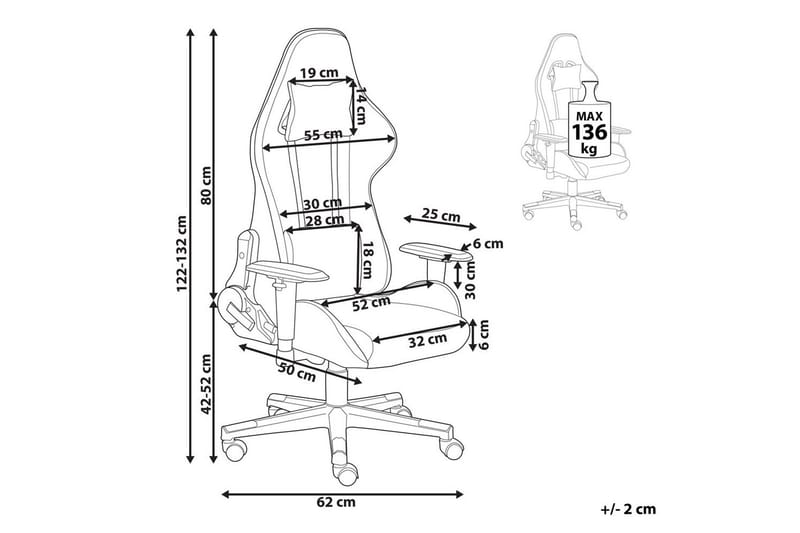 Gamingstol Warrior Svart - Svart - Møbler - Stoler & lenestoler - Kontorstol & skrivebordsstol
