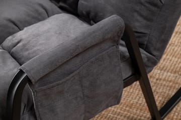 Gladfield Oval Gyngestol med Recliner i Fløyel med Metallstativ - Grå - Møbler - Stoler & lenestoler - Lenestoler