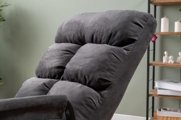 Gladfield Oval Gyngestol med Recliner i Fløyel med Metallstativ - Grå - Møbler - Stoler & lenestoler - Lenestoler