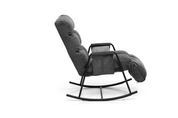 Gladfield Oval Gyngestol med Recliner i Fløyel med Metallstativ - Grå - Møbler - Stoler & lenestoler - Lenestoler