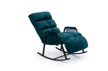 Gladfield Oval Gyngestol med Recliner i Fløyel med Metallstativ - Petrolblå - Møbler - Stoler & lenestoler - Lenestoler