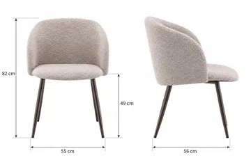 Greya Armstol – Spisestol med Armlener i Bouclé med Metallben - Beige/Valnøtt - Møbler - Stoler & lenestoler - Spisestuestoler & kjøkkenstoler