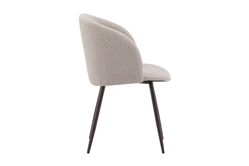 Greya Spisestol med armlener - Beige bouclé/metallben valnøtt - Møbler - Stoler & lenestoler - Spisestuestoler & kjøkkenstoler